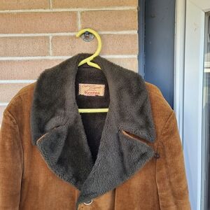 Men's Brown Corduroy Jacket with Dark Brown Faux Fur Collar